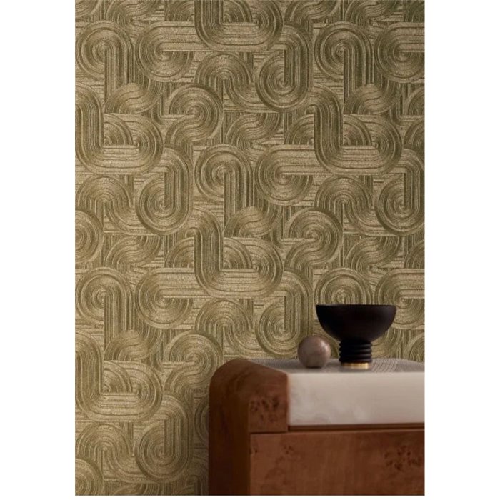 Papier peint géométrique avec texture dorée · Casamance Ecrin 75001222