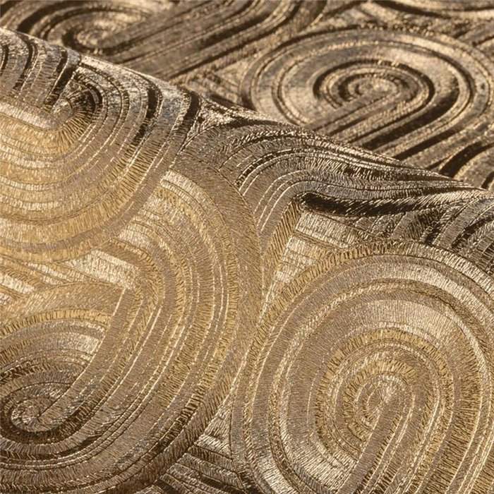 Papel pintado art déco dorado con textura geométrica brillante · Casamance Ecrin 75101324
