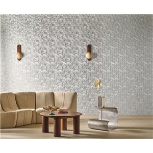 Luxuriöse geometrische Tapete in Silber mit brillantem... 2