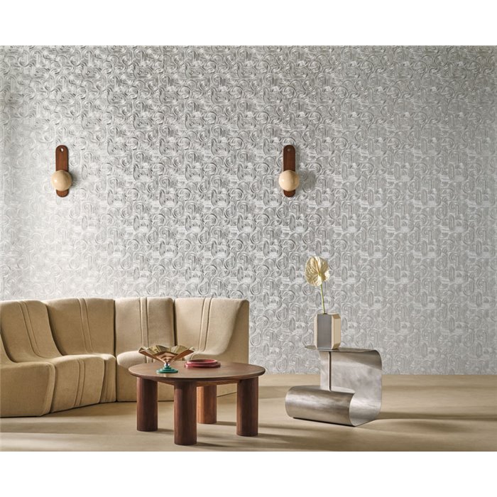 Papier peint argenté géométrique de luxe brillant · Casamance Ecrin 75101630