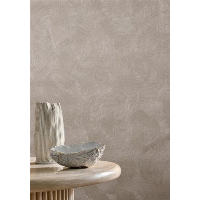 Papier peint texturé ondulations beige nacré · Casamance Ecrin 77001936