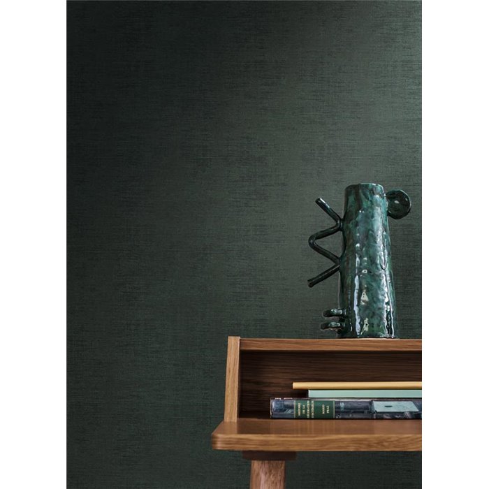 Papel pintado efecto textil verde bosque premium · Casamance Le Velours 3 74393330
