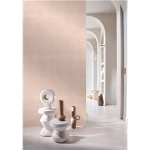 Papel pintado textil efecto seda en rosa suave 2