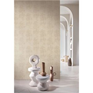 Papel pintado efecto textil sedoso beige 2