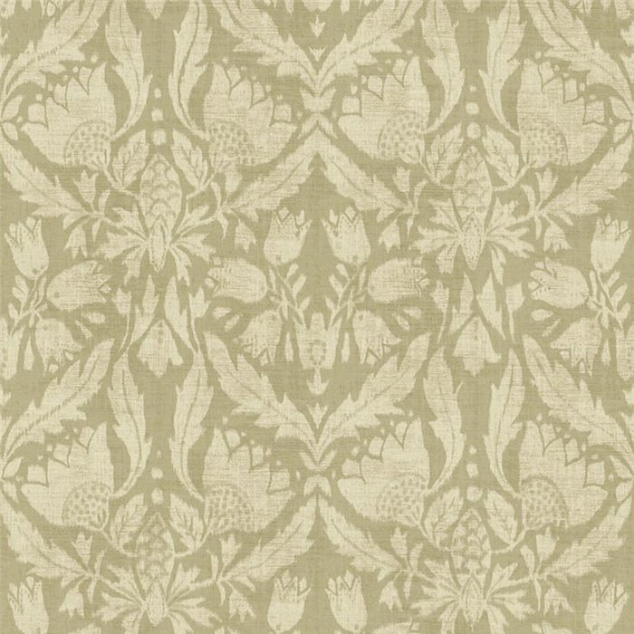 Papel pintado floral contemporáneo Neria verde almendra · Casamance Le Velours 3 77870202