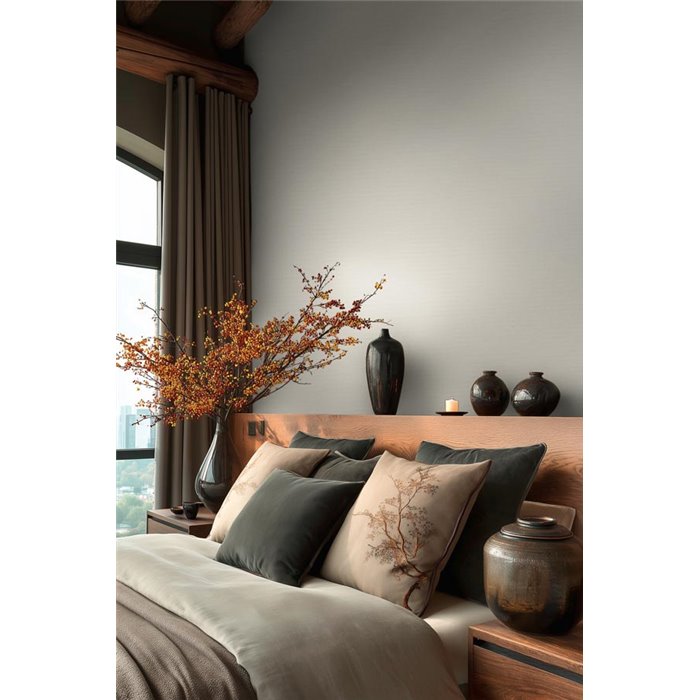 Papel pintado liso con textura de lino crema ·  2029399881