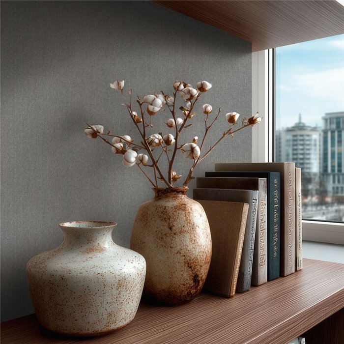 Textured Gray Linen Wallpaper ·  2029399887