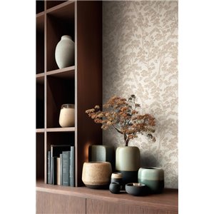Papier peint branches de pin en tons neutres 2