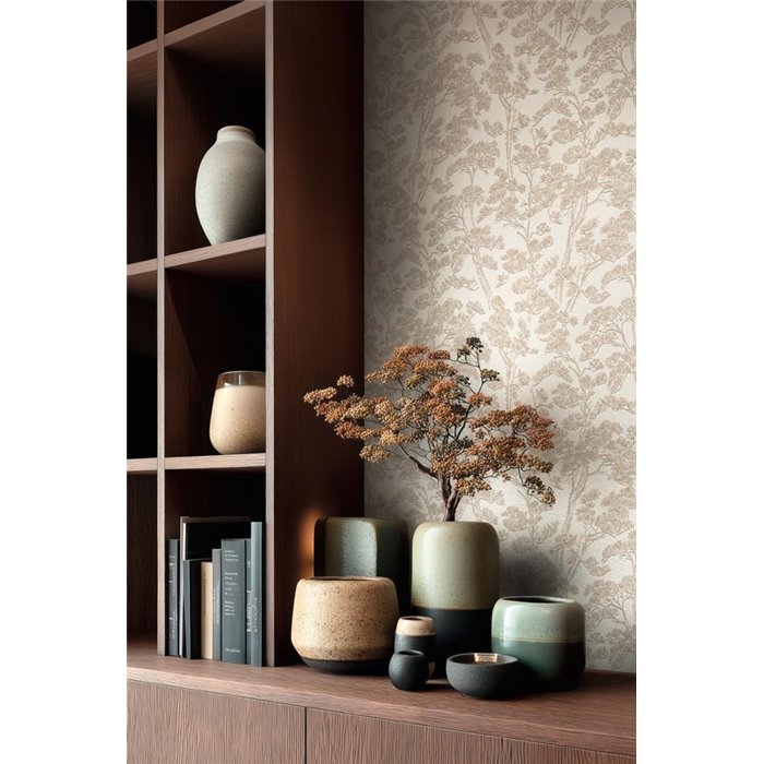Papier peint branches de pin en tons neutres ·  2029790012