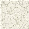 Papel pintado con diseño floral botánico en tonos neutros