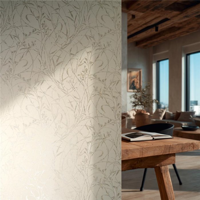 Papel pintado con diseño floral botánico en tonos neutros ·  2029790041