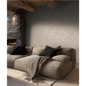 Papier peint fleuri avec accents métalliques 2