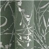 Papel pintado con ramas y flores sobre fondo verde · 2029790045