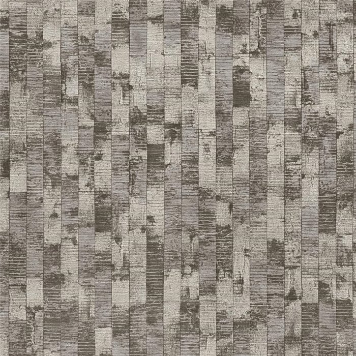 Papel pintado de efecto listones en relieve gris y beige ·  2029790082