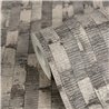 Papel pintado de efecto listones en relieve gris y beige · 2029790082