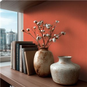 Papel pintado efecto tejido texturizado terracota 2