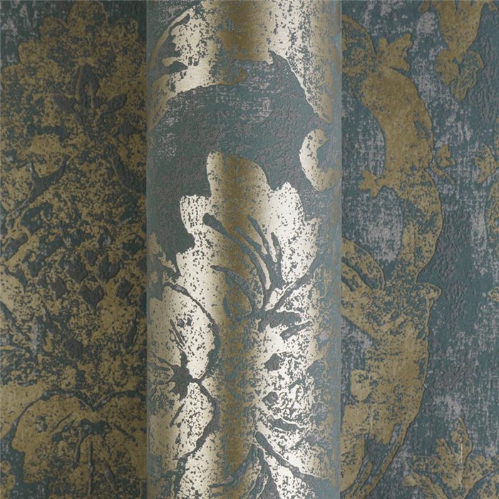 Damask wallpaper in teal with vintage effect ·  2029790192