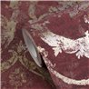 Papel pintado damasco barroco en tonos vino y dorado · 2029790193
