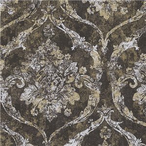 Aged Damask Design Wallpaper in Dark Tones