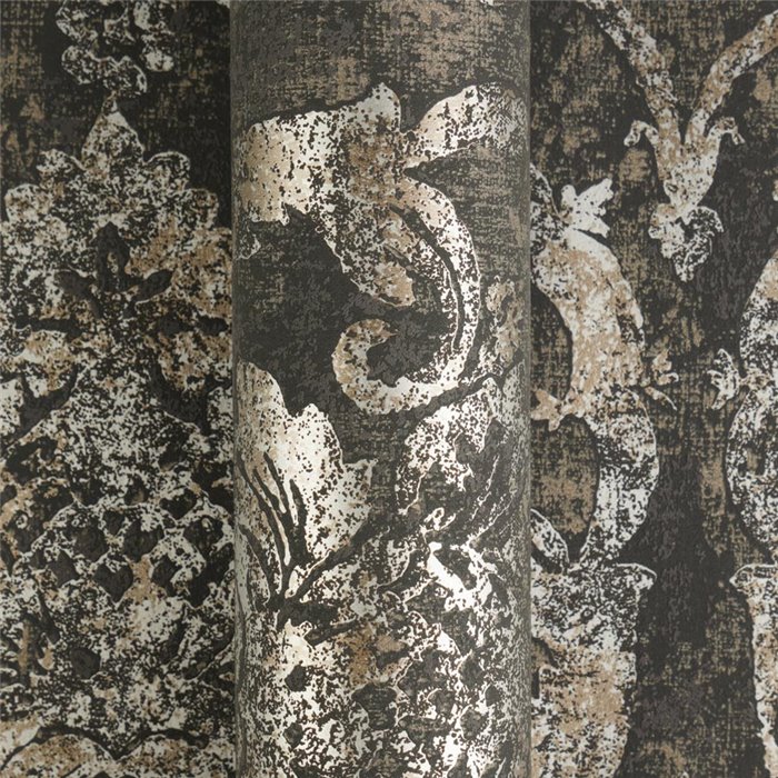 Aged Damask Design Wallpaper in Dark Tones ·  2029790194