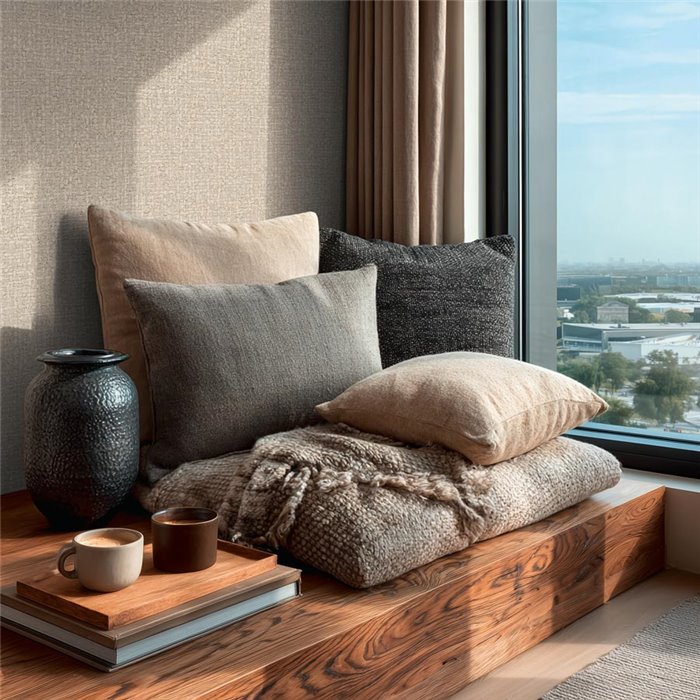 Papel pintado de textura tejida beige claro ·  2029791123