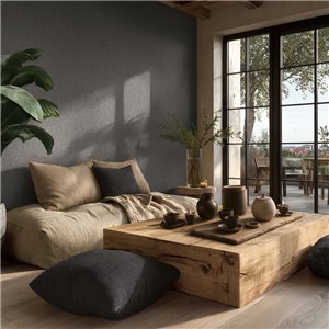 Papel pintado trenzado gris con efecto metálico 2