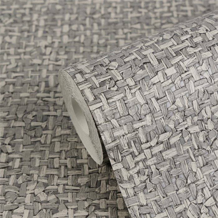 Gray Woven Wallpaper with Metallic Effect ·  2029791125