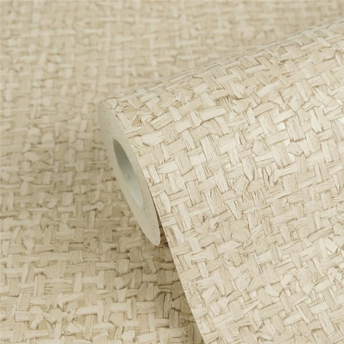 Papel pintado efecto tejido en color beige natural ·  2029791126