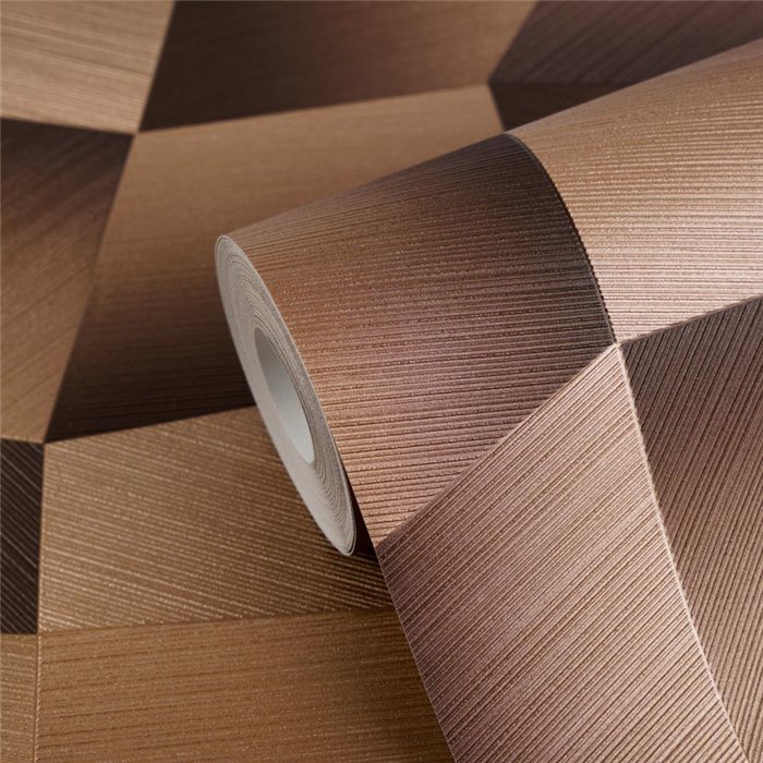 Papel pintado geométrico en tonos marrones cálidos ·  2029791971