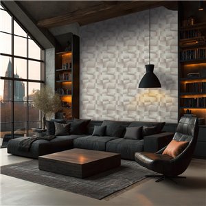 Papel pintado geométrico en tonos grises con textura 3D 2
