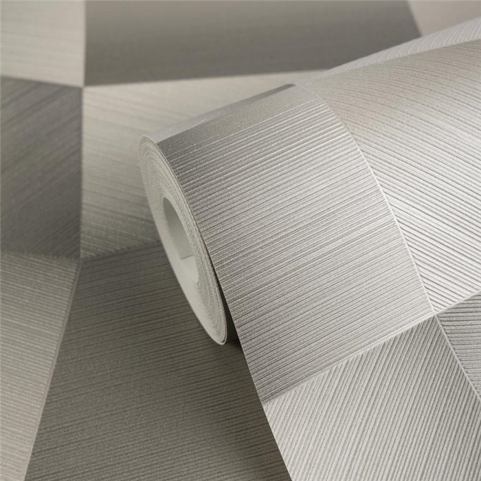 Papel pintado geométrico en tonos grises con textura 3D ·  2029791972