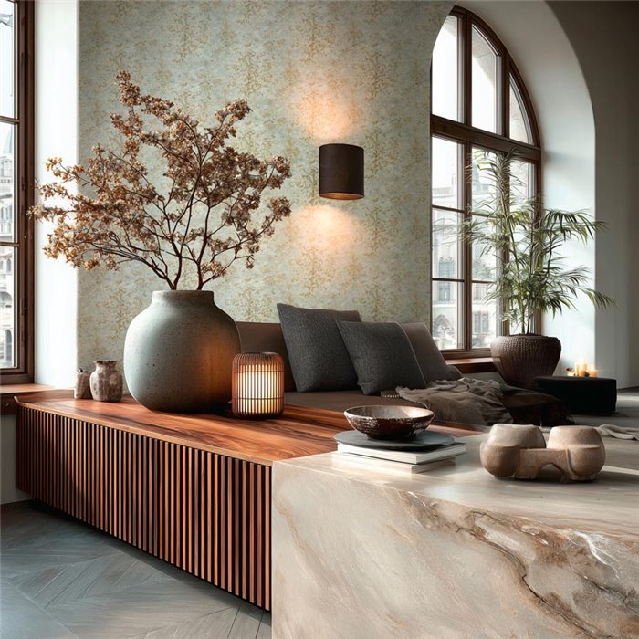 Metallic Branch Wallpaper with Gold and Silver Highlights ·  2029792001