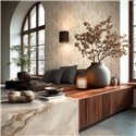 Tapete mit weich gezeichnetem Laubmotiv in Beige ·  2029792002