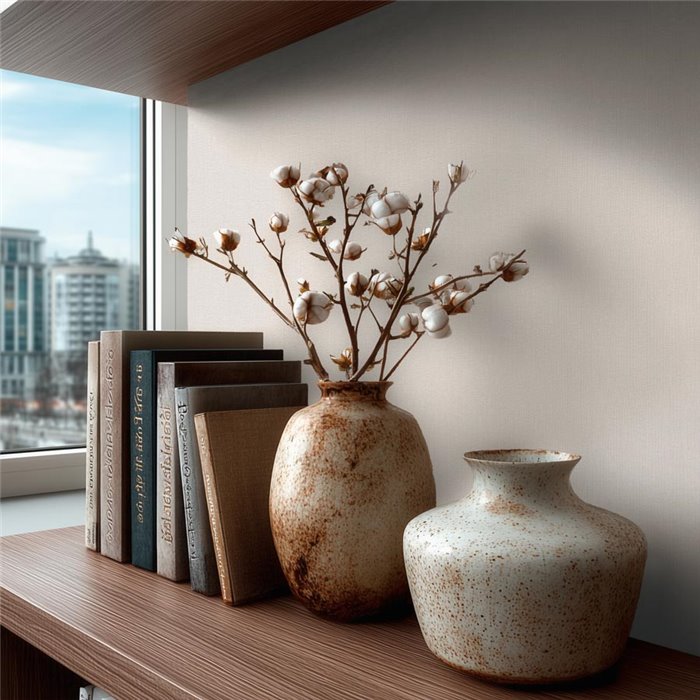 Textured plain wallpaper in soft cream ·  2029396551