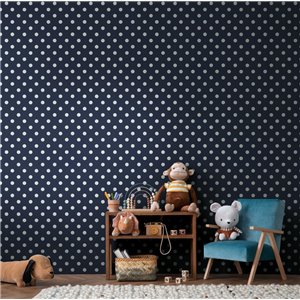 Papel pintado de lunares blancos sobre fondo azul marino 2