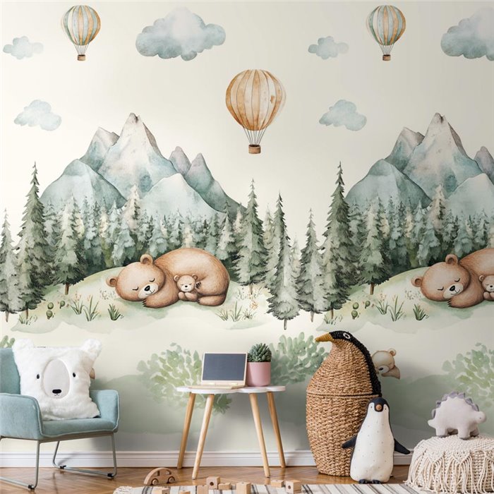 Mural de pared infantil con osos y montañas ·  792884