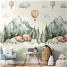 Kids' watercolor wall mural with bears and mountains · 792884