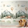 Kids' watercolor wall mural with bears and mountains · 792884
