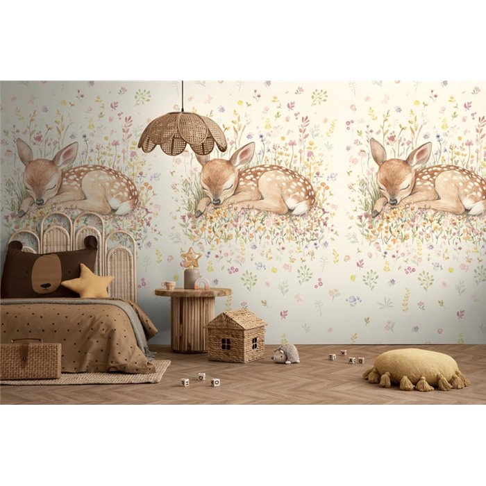 Mural de pared infantil con cervatillo dormido ·  792886