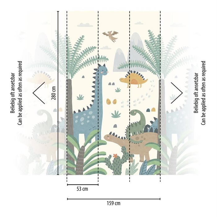 Mural de pared infantil de dinosaurios y palmeras ·  792887