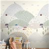 Mural de pared infantil de paisaje rural ilustrado