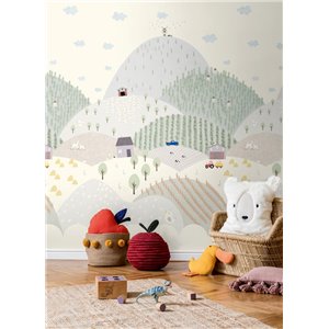 Illustrated countryside wall mural for children 2