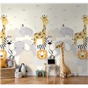 Mural de pared infantil de animales safari ilustrados ·  792893