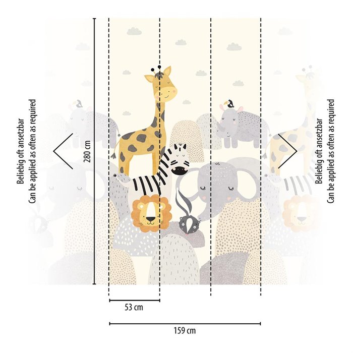 Mural de pared infantil de animales safari ilustrados ·  792893