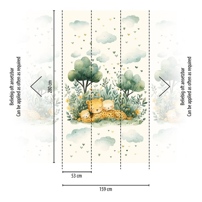 Mural de pared infantil con leopardos dormidos ·  792897