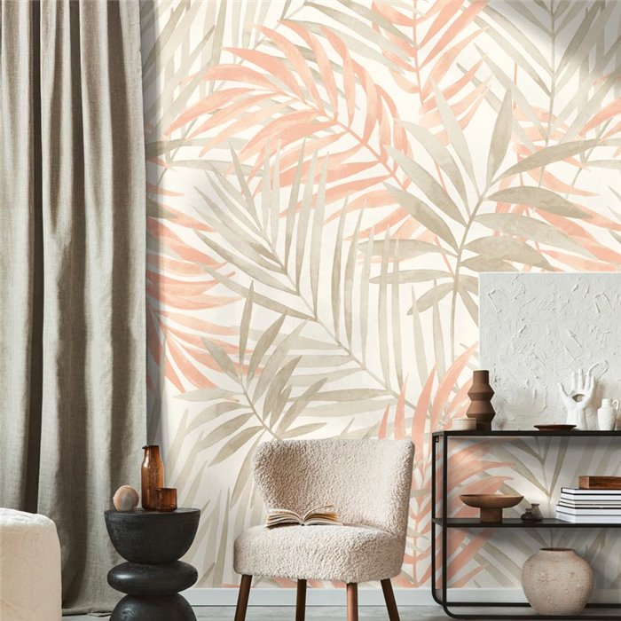 Pastel tropical leaves wall mural ·  388551