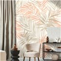 Wandbild mit tropischen Blättern in Pastelltönen ·  388551