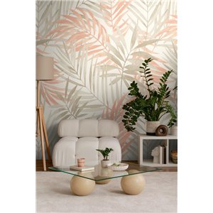 Mural de pared hojas tropicales en tonos pastel 2