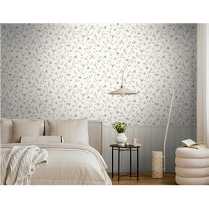 Blue floral wall mural with panelled wainscot 2