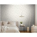 Blue floral wall mural with panelled wainscot ·  398052